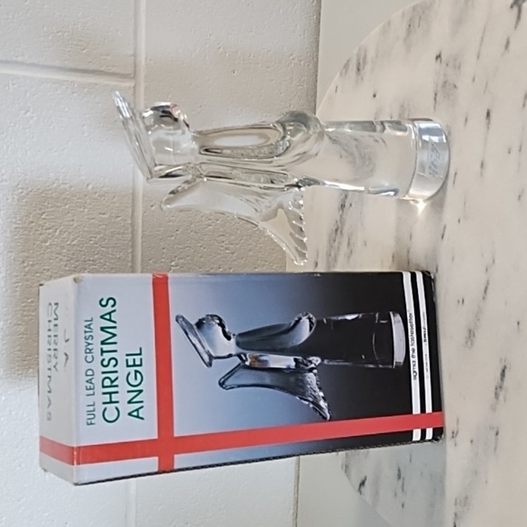 Vintage 9" Tall Clear Lead Chrystal Christmas Angel 2.24LB - Picture 12 of 16